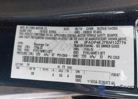 2011 Ford Fiesta Se из США, поврежденный, VIN 3FADP4EJ7BM132779